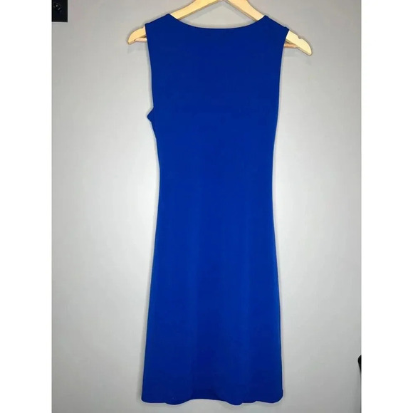 Worthington pencil midi dress slinky royal blue ruched sleeveless size 4 MED - Picture 6 of 6